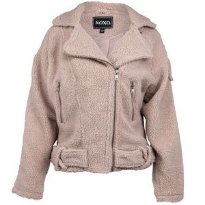 Dusty Rose/Blush Teddy Coat- Moto Biker Jacket